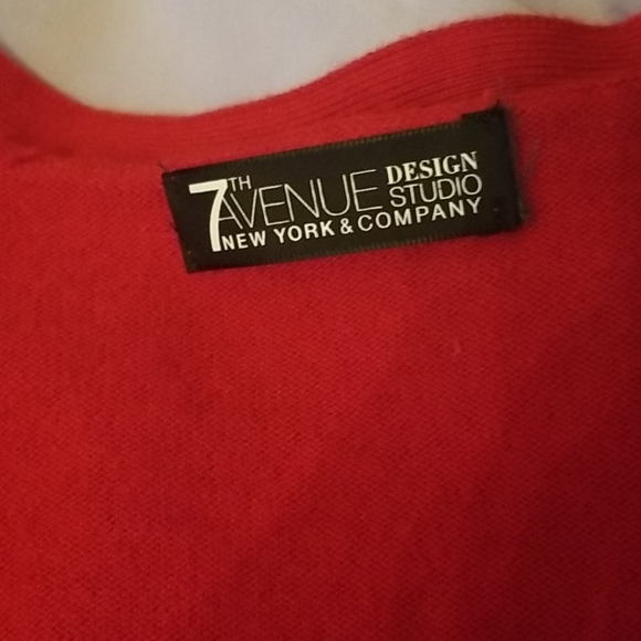 Women's Cherry Red Cardigan With Gold Buttons - Picture 3 of 4